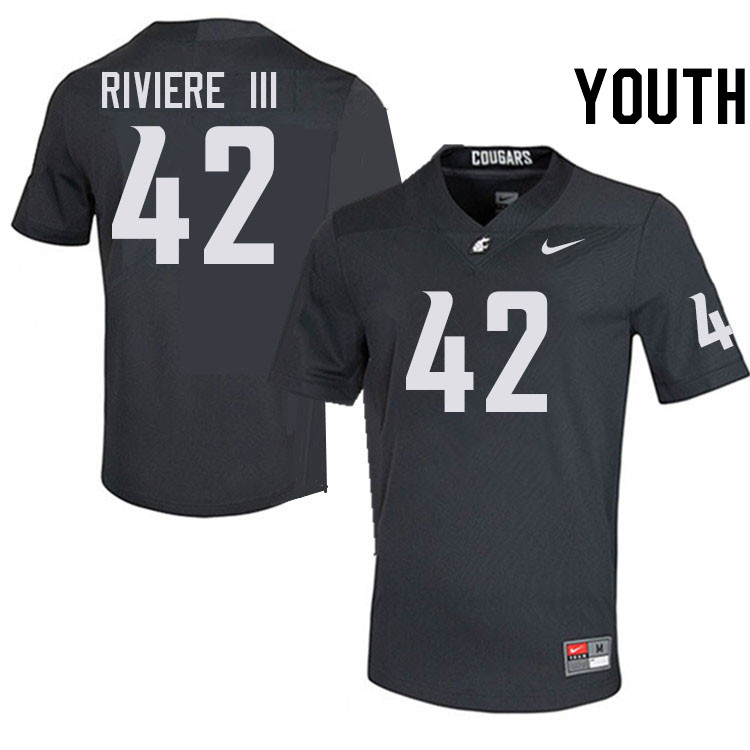 Youth #42 Billy Riviere III Washington State Cougars College Football Jerseys Stitched-Charcoal